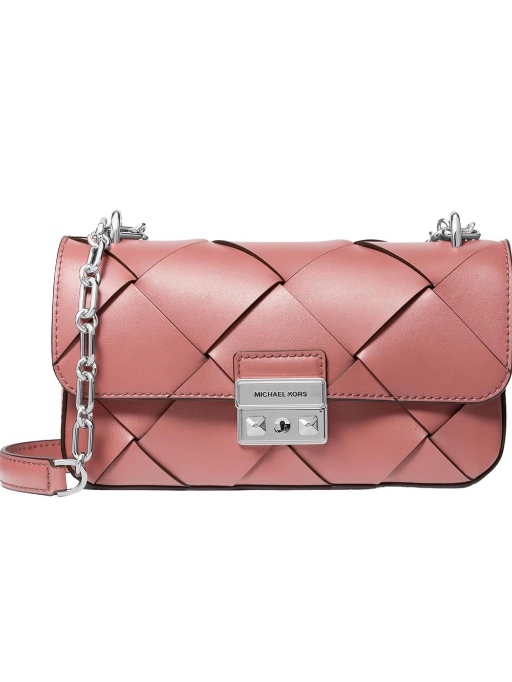 Michael Kors Tribeca Small Quilted Leather Convertible Crossbody Bag in Rose.